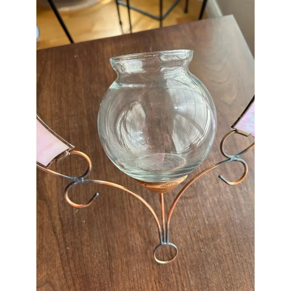 Vintage Stained Glass Plant Rooter Candle Holder Hanging Home Decor gift